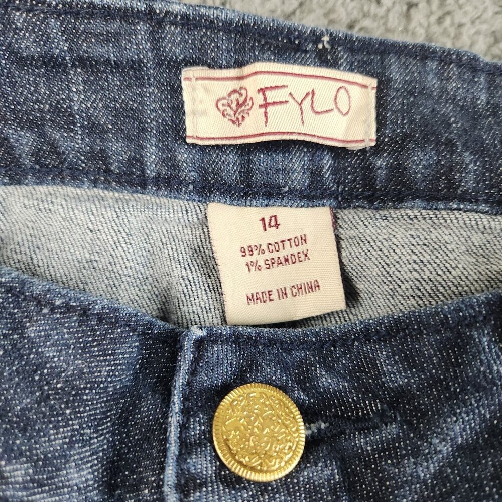 Women's Bootcut Mid Rise Dark Wash Jeans Size 14 Blue Embroidered Embellished - Picture 3 of 9